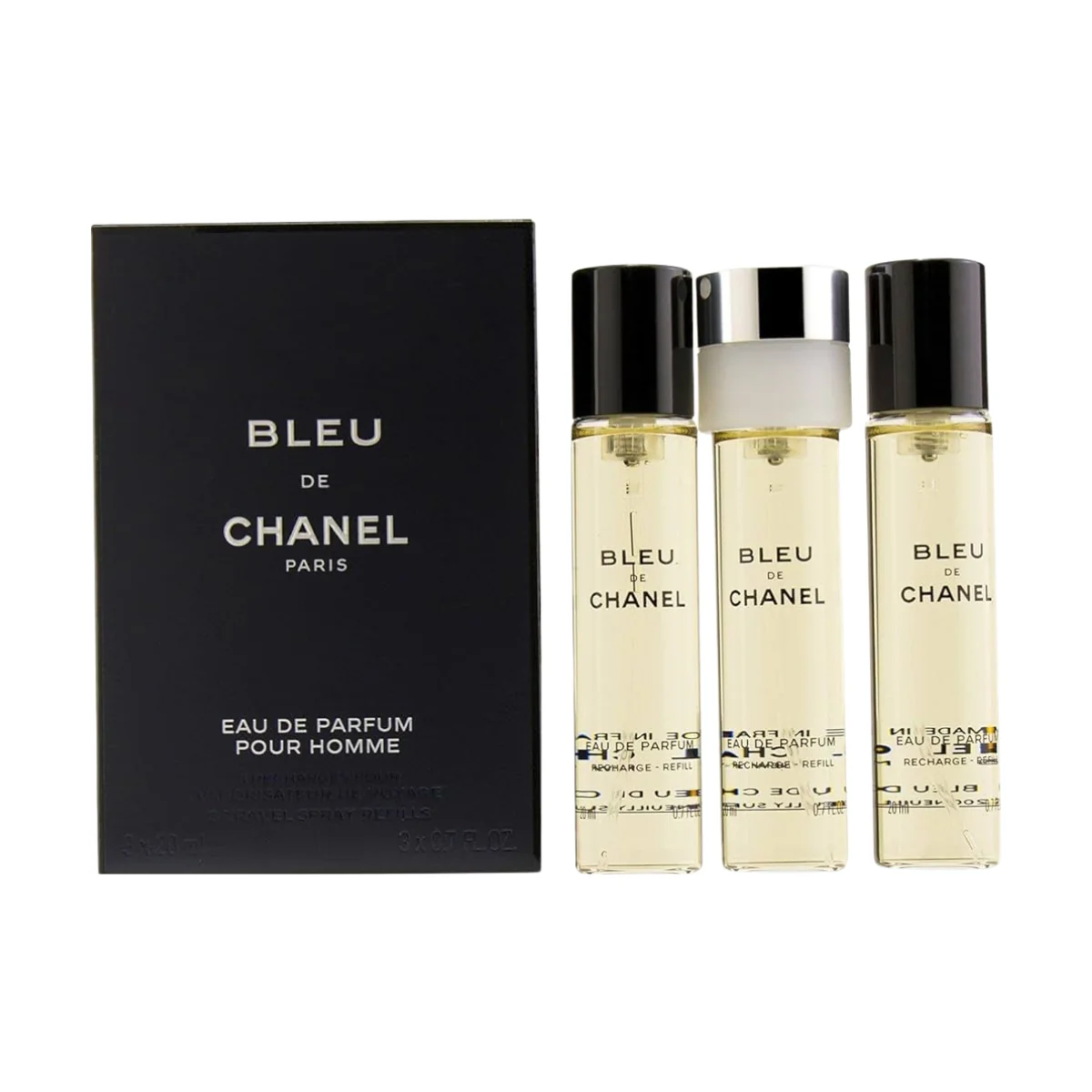 Chanel Bleu De Chanel Pour Homme Eau de Parfum 20 ml x 3 Refill Travel Spray - Image 2