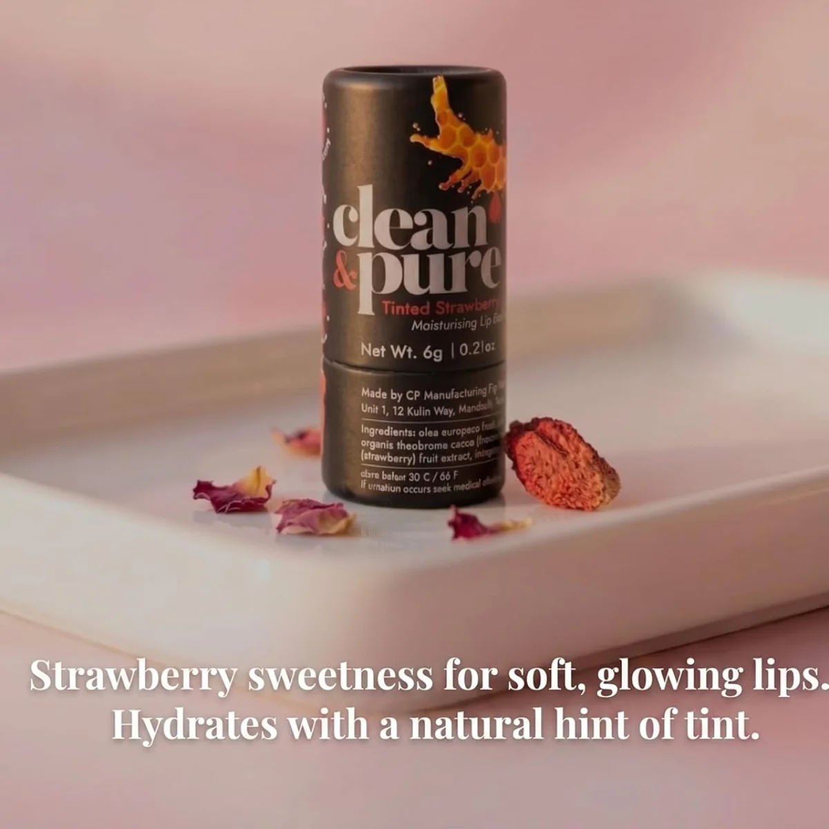 Clean & Pure Lip Balm Tinted Strawberry 6g - Image 3