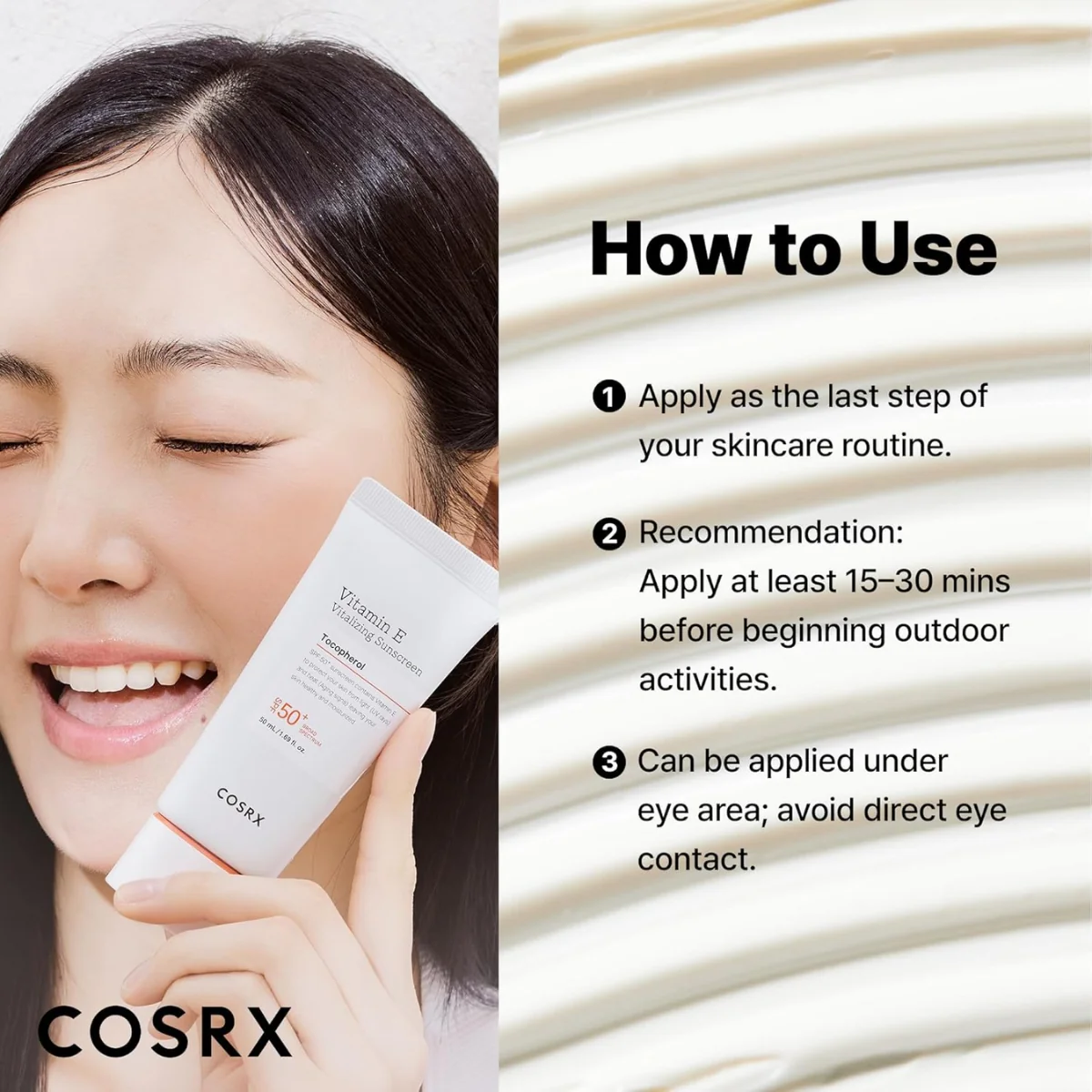 COSRX Vitamin E Vitalizing Sunscreen SPF50+ 50ml - Image 8