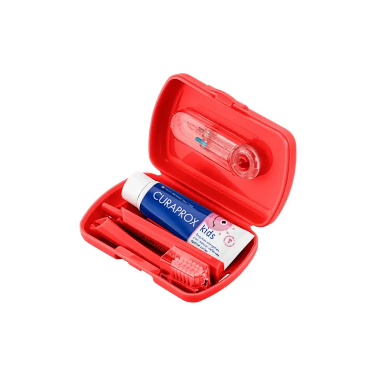 Curaprox Kids Travel Set Red Toothbrush + Interdental Brush + Toothpaste 10ml - Image 3