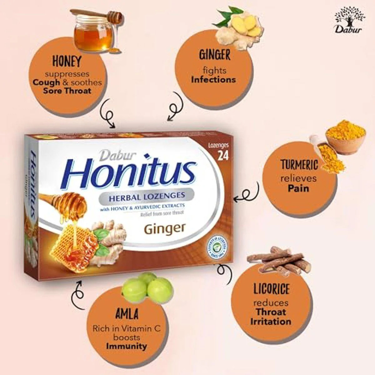 Dabur Honitus Herbal Ginger 24 Lozenges - Image 4