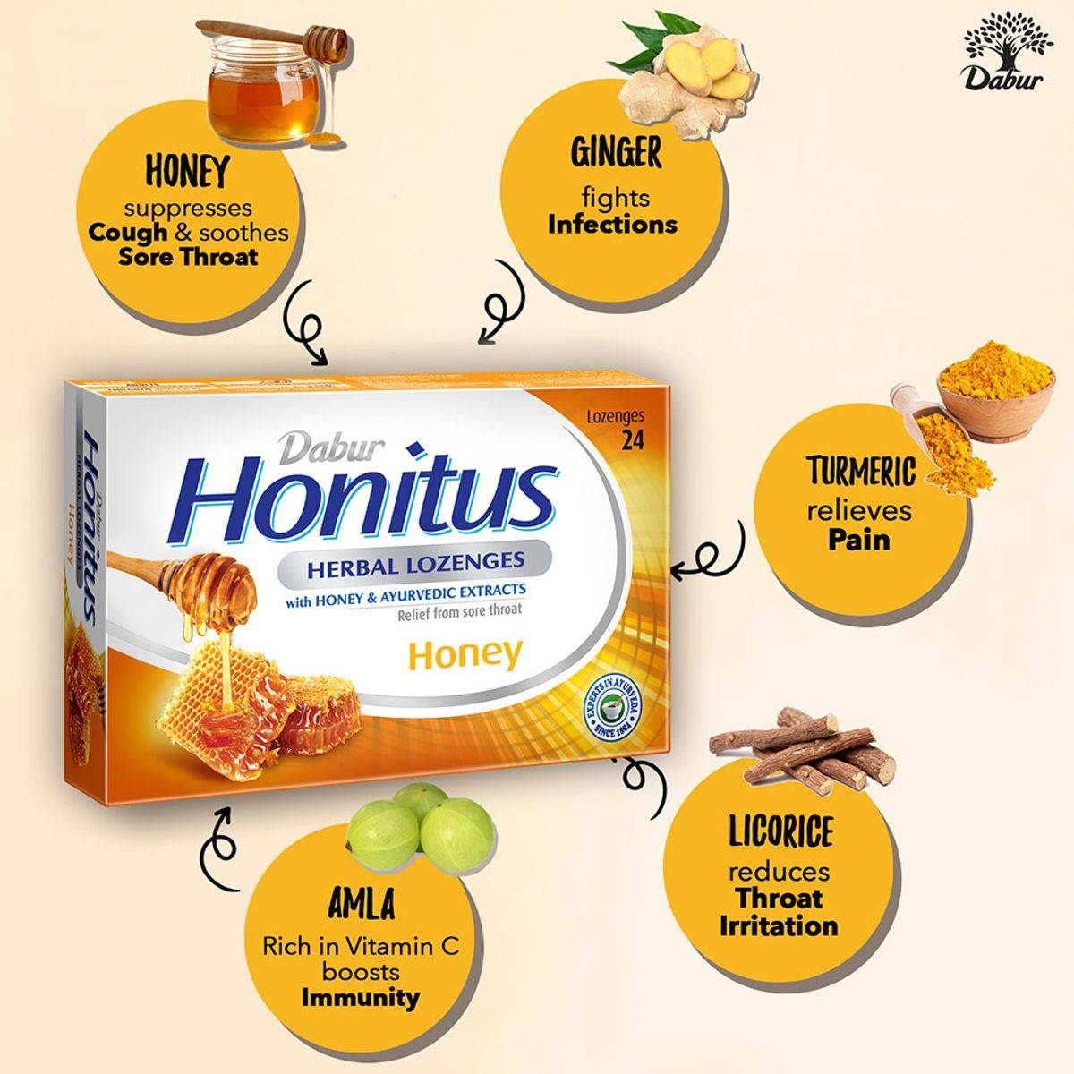 Dabur Honitus Herbal Honey 24 Lozenges - Image 3