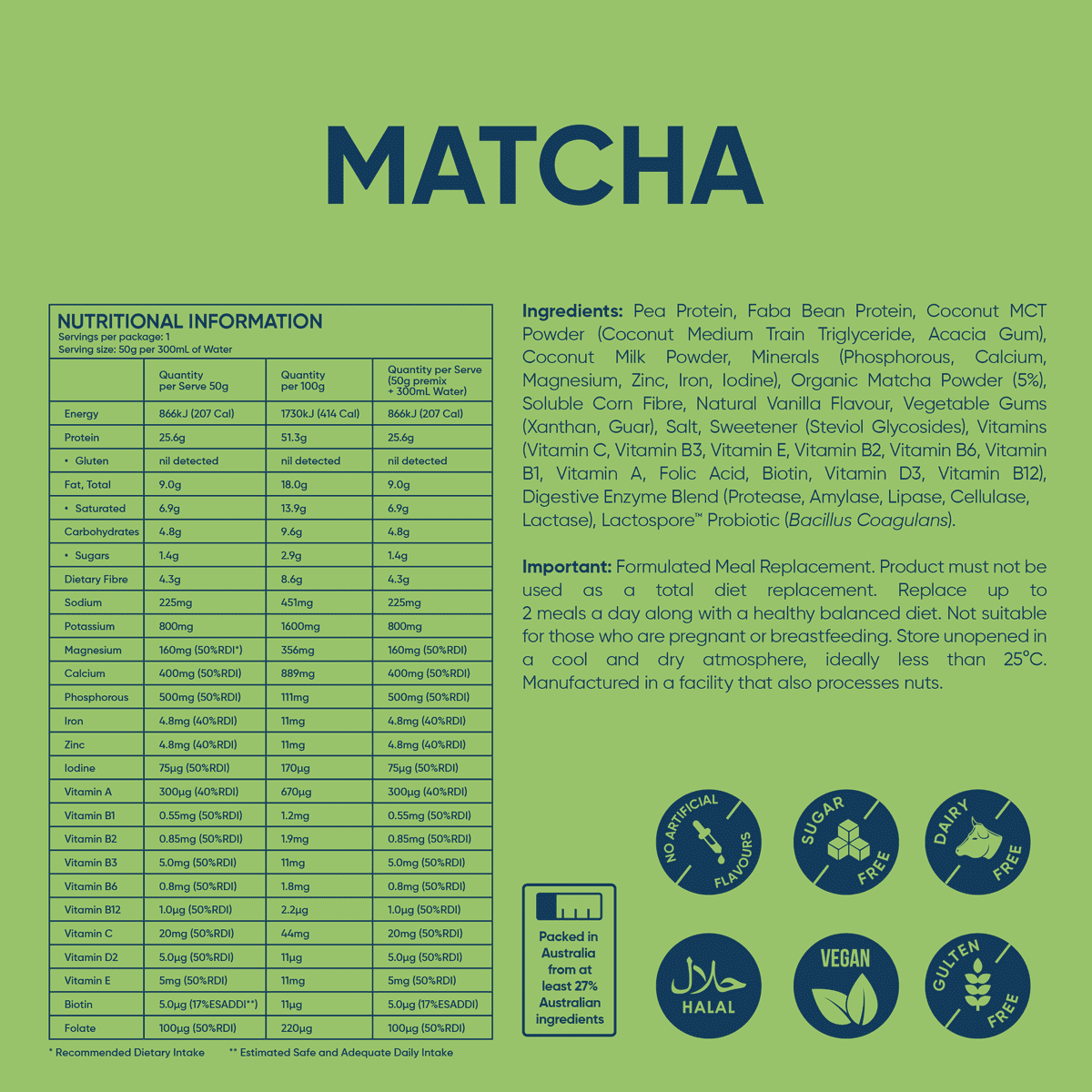 Daily Shake Matcha Sachet 50g - Image 3