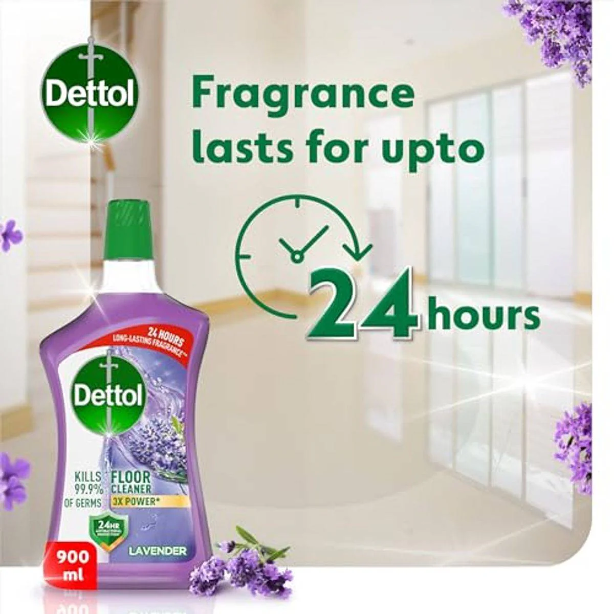 Dettol Antibacterial Floor Cleaner Lavender 900ml - Image 3