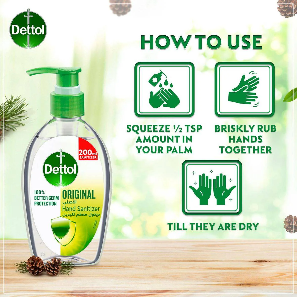 Dettol Antibacterial Hand Sanitizer Gel Original 200ml - Image 2
