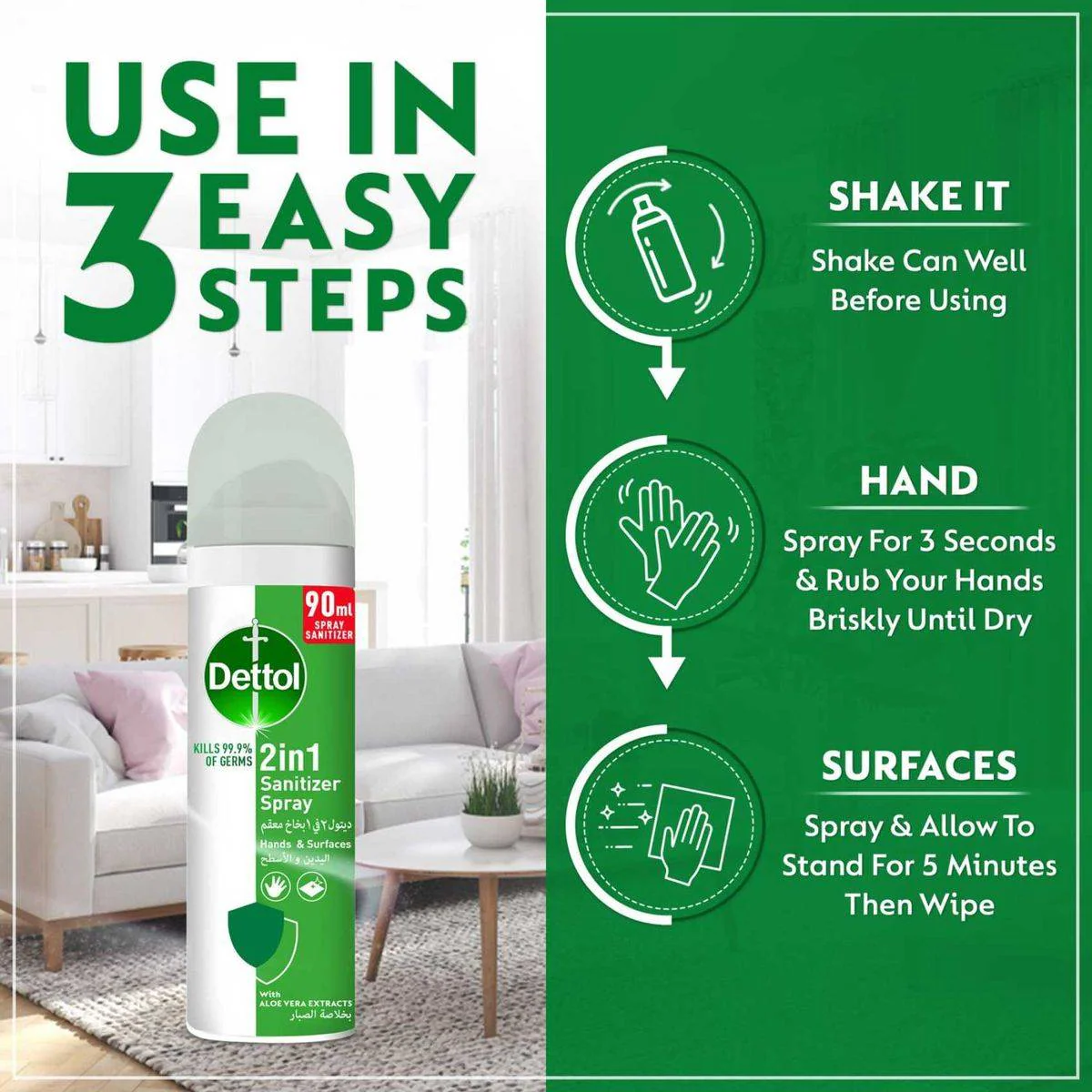 Dettol Antibacterial Hand Sanitizer Spray 90ml - Image 5