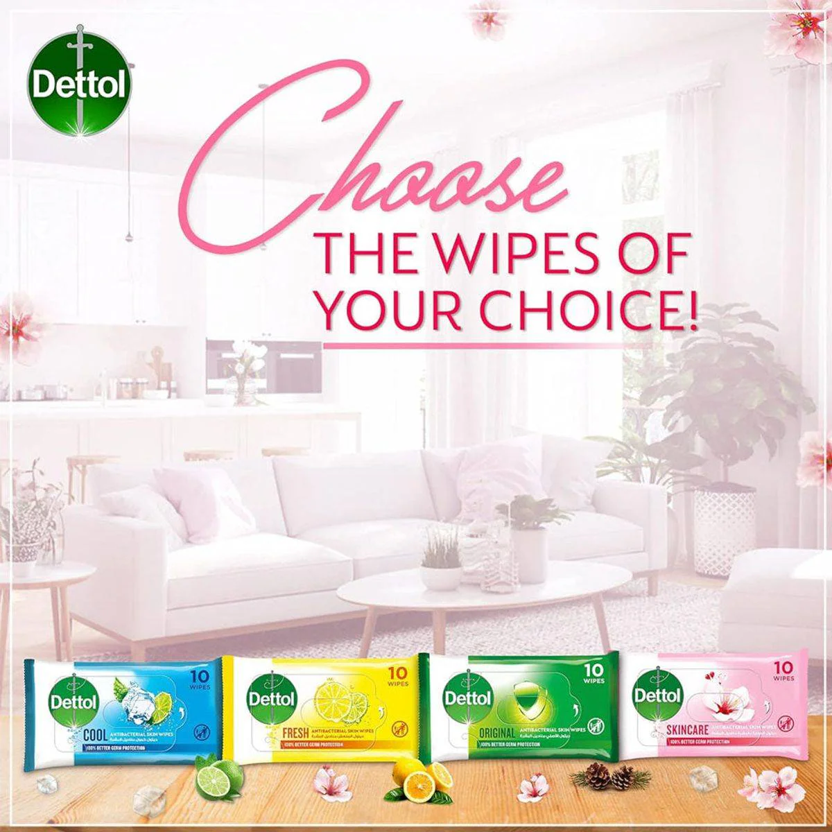Dettol Antibacterial Skin Wipes Skincare 10 Sheets - Image 2