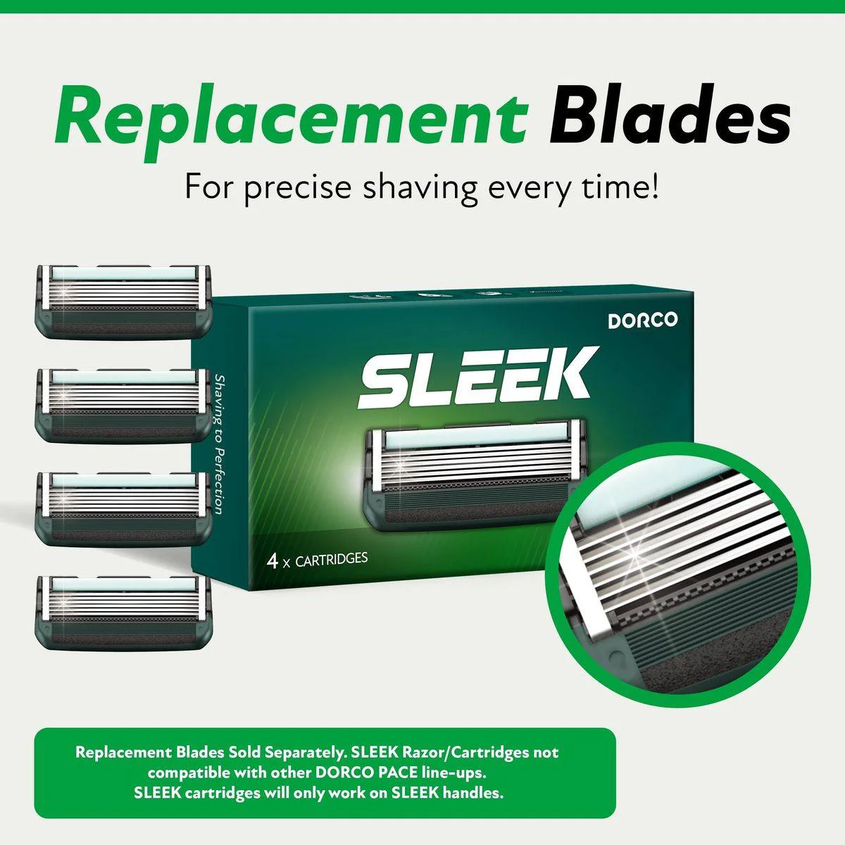 Dorco Razor Refills Sleek 6 Men Multiflex 4 Count