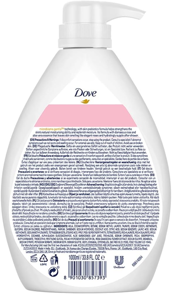 Dove Body Wash Rose Soothing Rose & Aloe Vera 1L - Image 3