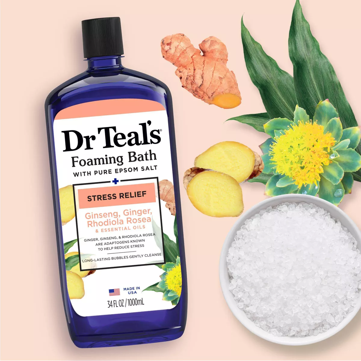 Dr Teals Foaming Bath with Pure Epsom Salt Stress Relief 1L - Image 4