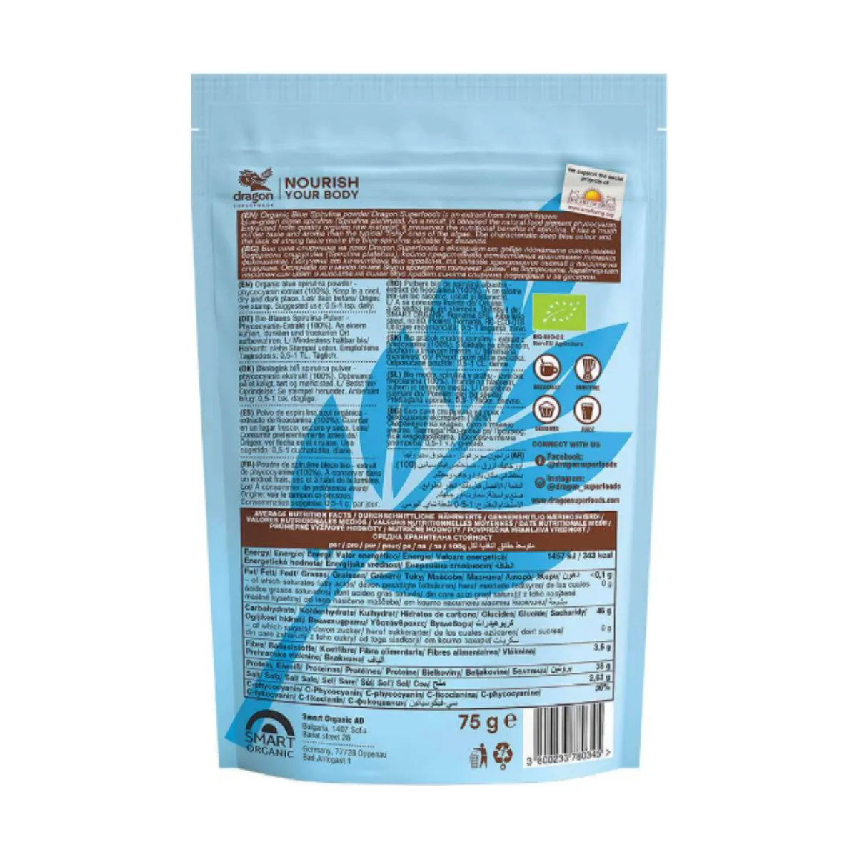 Dragon Superfoods Blue Spirulina Powder 75g - Image 2