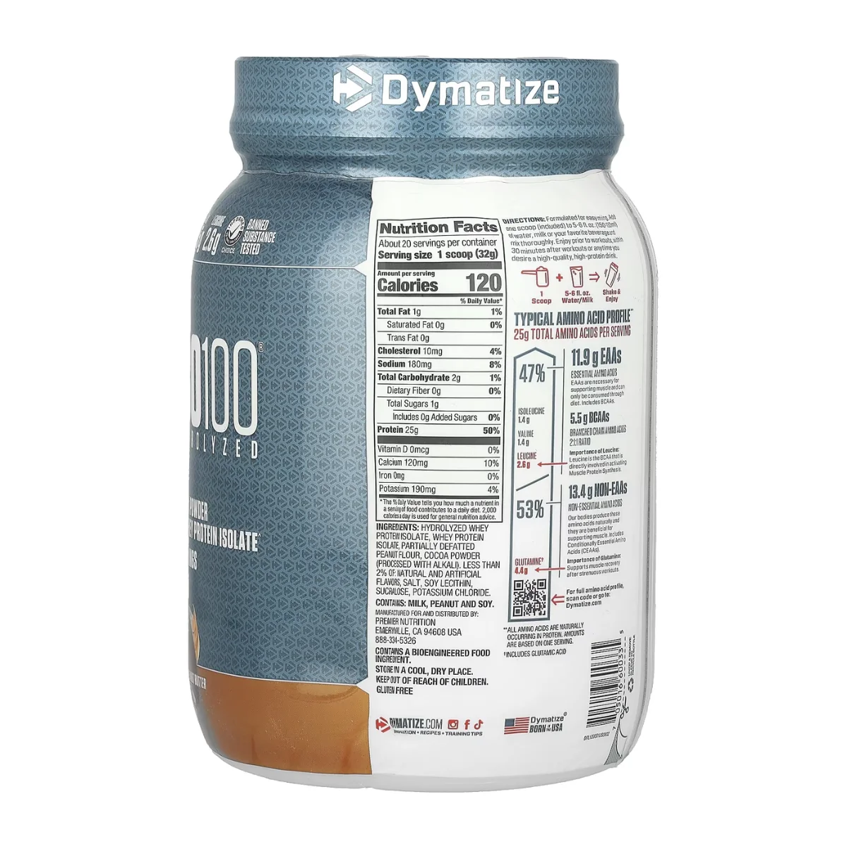 Dymatize ISO 100 Hydrolyzed 100% Whey Protein Powder Choco Peanut Butter 650g - Image 2