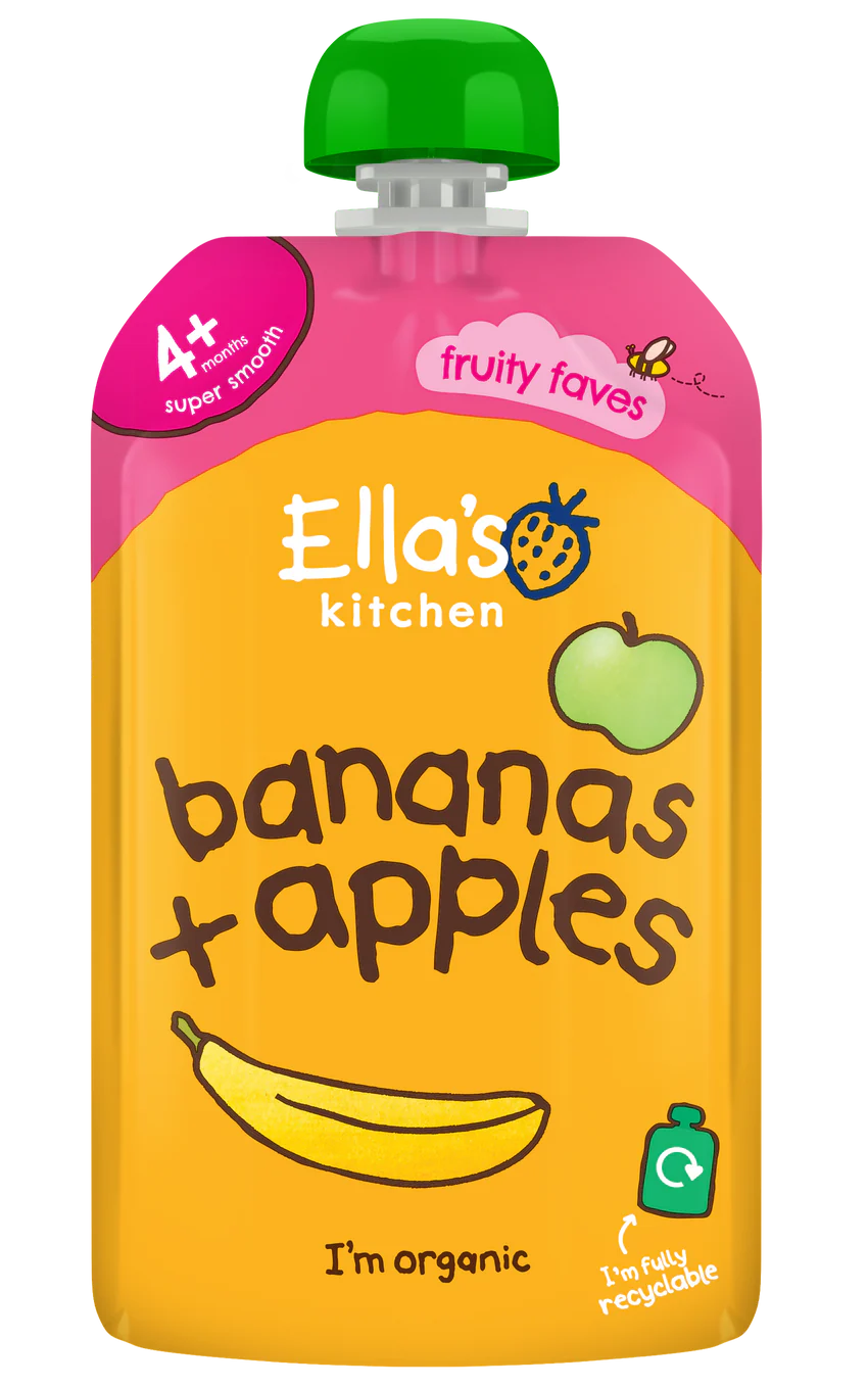 Ellas Kitchen Organic Puree 4+ Months Organic Puree Apples + Bananas 120g