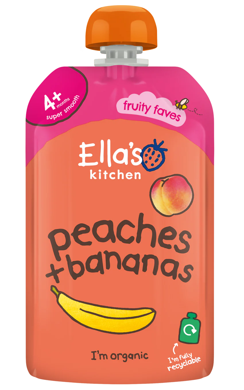Ellas Kitchen Organic Puree 4+ Months Organic Puree Peaches + Bananas 120g