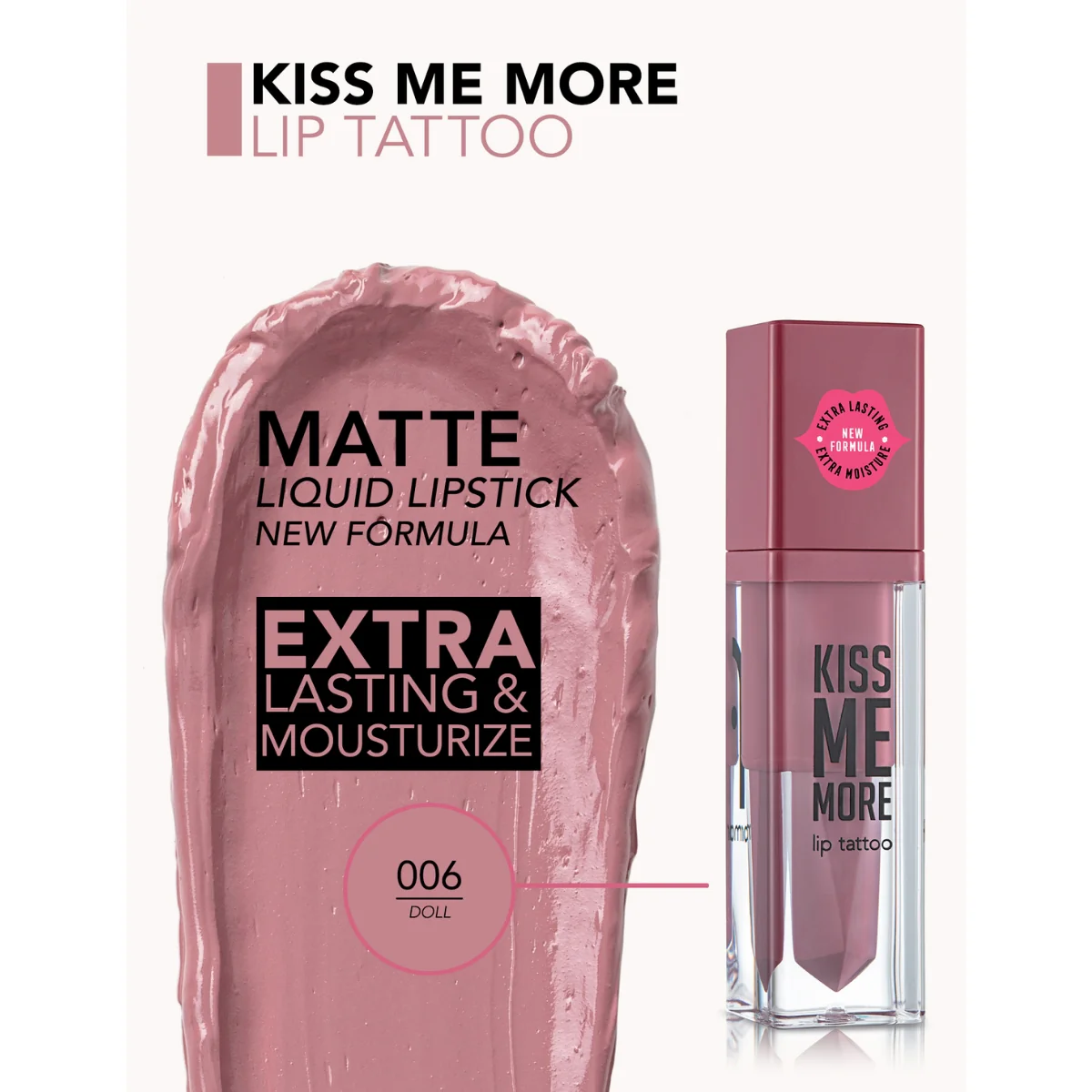Flormar Kiss Me More Lip Tattoo 06 Doll 3.8ml - Image 3