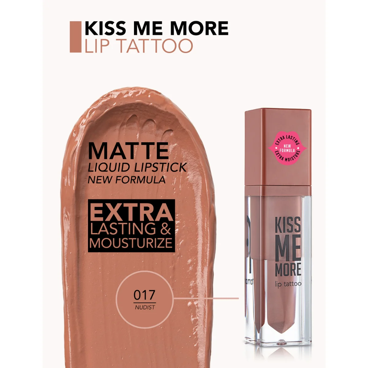 Flormar Kiss Me More Lip Tattoo 17 Nudist 3.8ml - Image 3