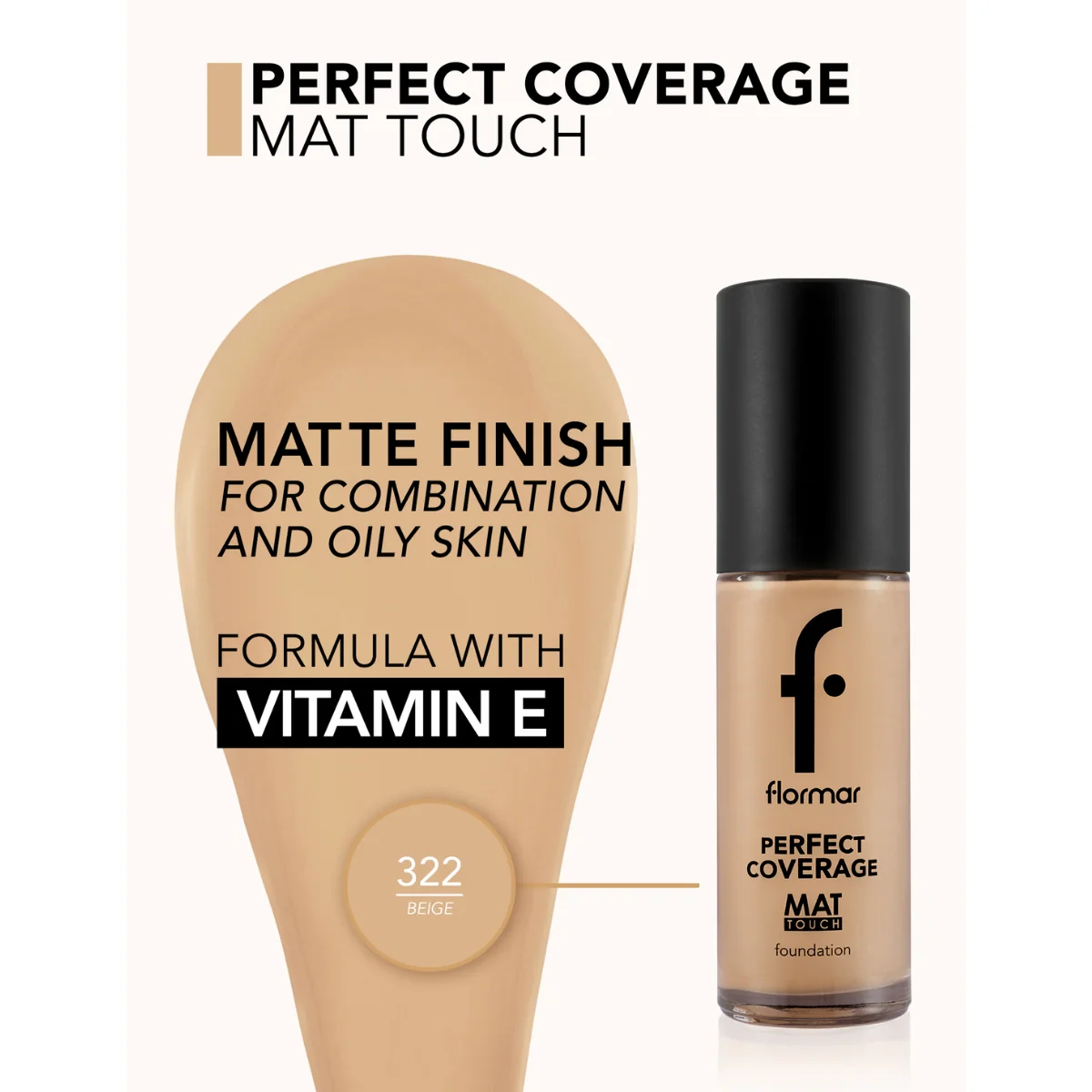 Flormar Mat Touch Foundation 322 Beige 30g - Image 3