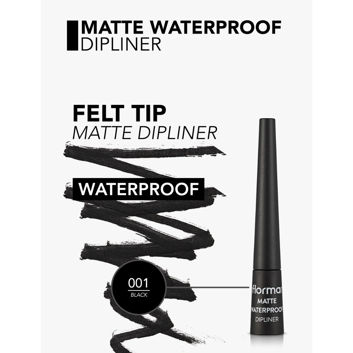 Flormar Matte Waterproof Dipliner Black 2.5ml - Image 3