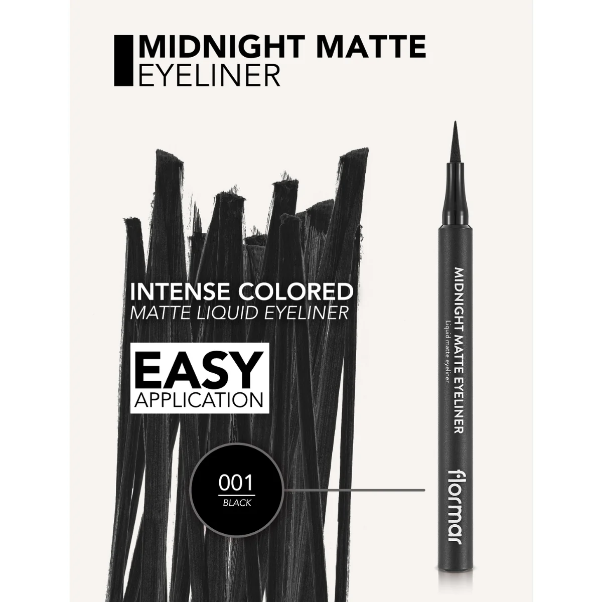 Flormar Midnight Matte Eyeliner 001 Black 1ml - Image 4