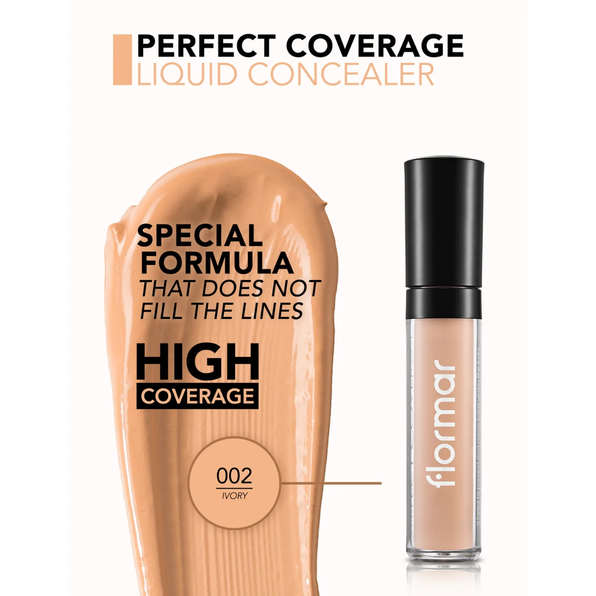 Flormar Perfect Coverage Liquid Concealer 002 Ivory 5ml - Image 3