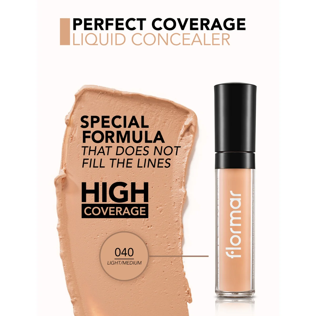 Flormar Perfect Coverage Liquid Concealer 40 Light Medium 30g - Image 3