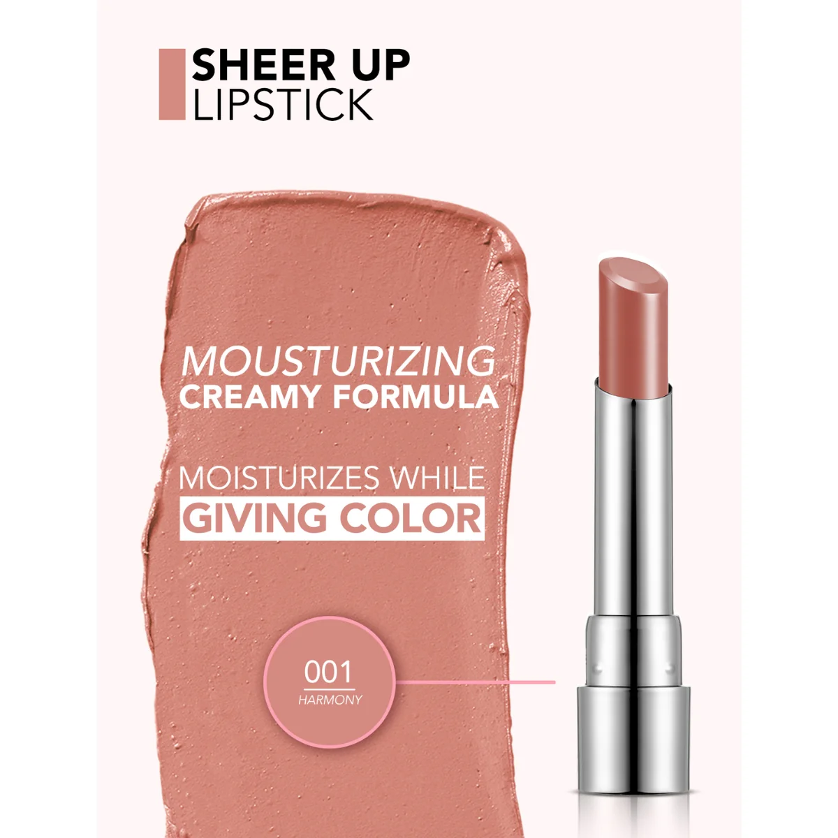 Flormar Sheer Up Lipstick 001 Harmony 3g - Image 4