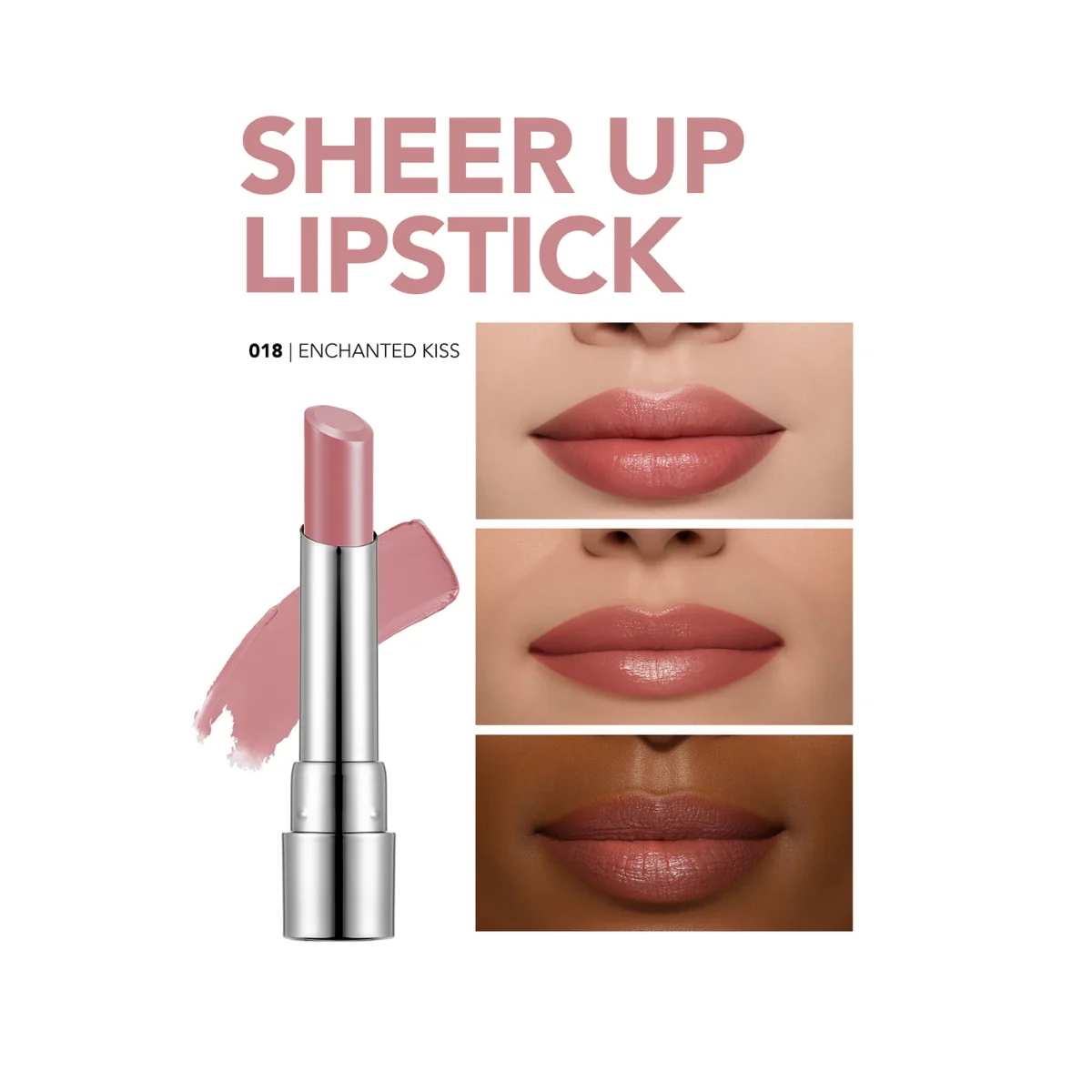 Flormar Sheer Up Lipstick 018 Enchanted Kiss 3g - Image 3