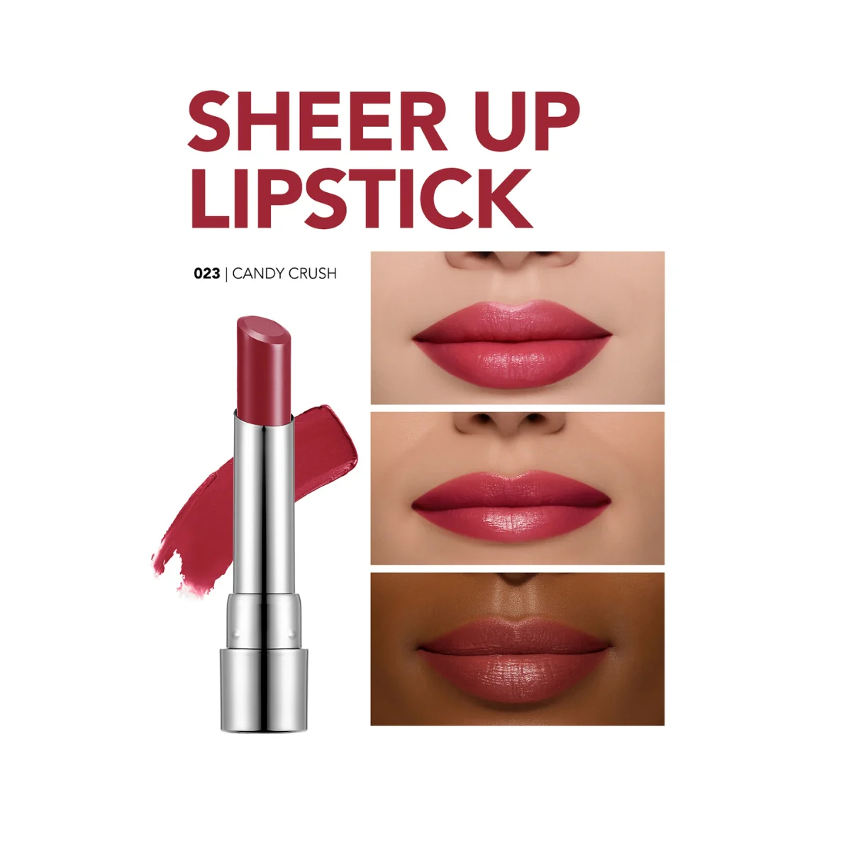 Flormar Sheer Up Lipstick 023 Candy Crush 3g - Image 3
