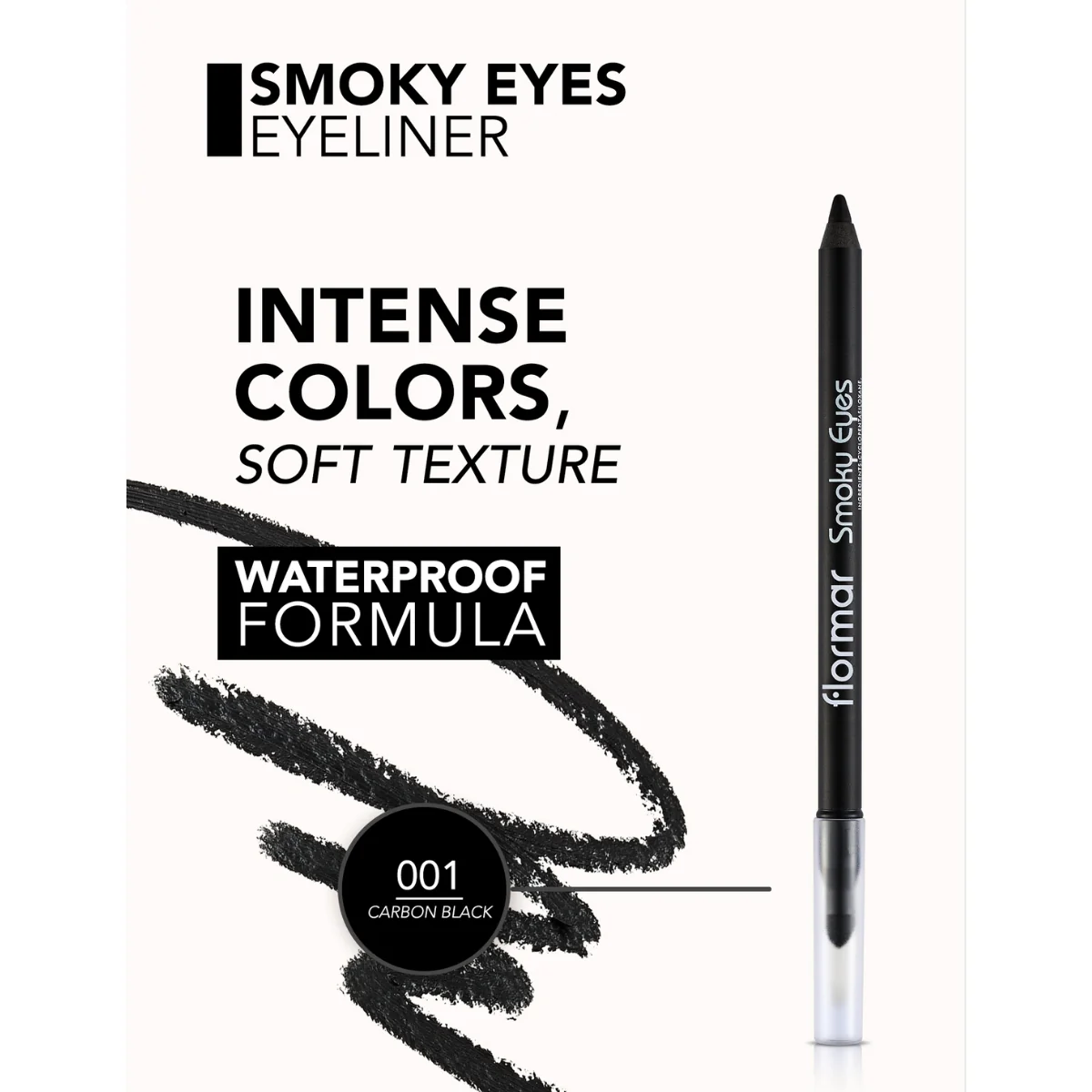 Flormar Smoky Eyes Waterproof Eyeliner 001 Carbon Black 1.14g - Image 5