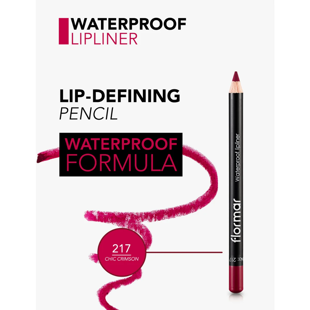 Flormar Waterproof Lipliner 217 Chic Crimson 1.14g - Image 3