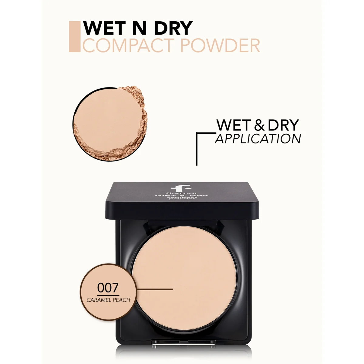 Flormar Wet & Dry Compact Powder 07 Caramel Peach 10g - Image 3