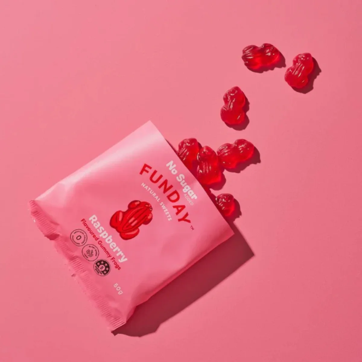 Funday Gummy Raspberry Flavoured Frogs 50g - Image 2