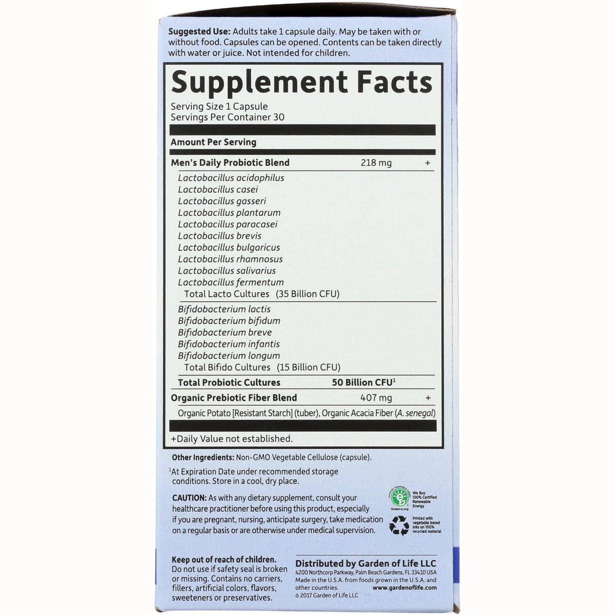 Garden of Life Dr Formulated Probiotics Once Daily Mens 30 Capsules - Image 5