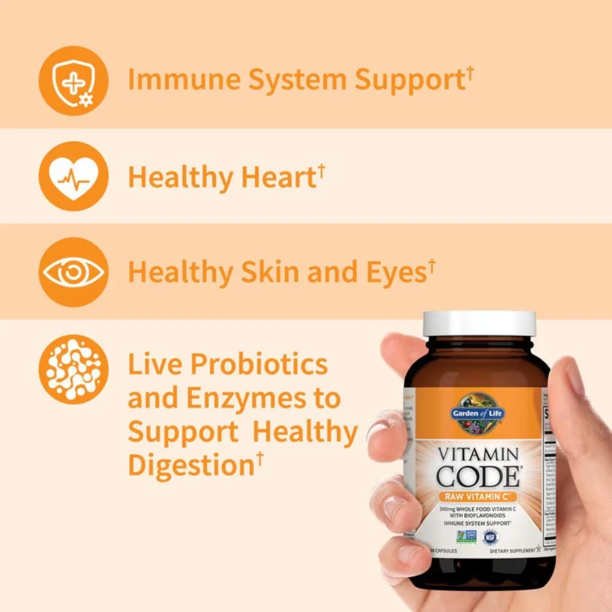 Garden of Life Vitamin Code Raw Vitamin C 60 Capsules - Image 4