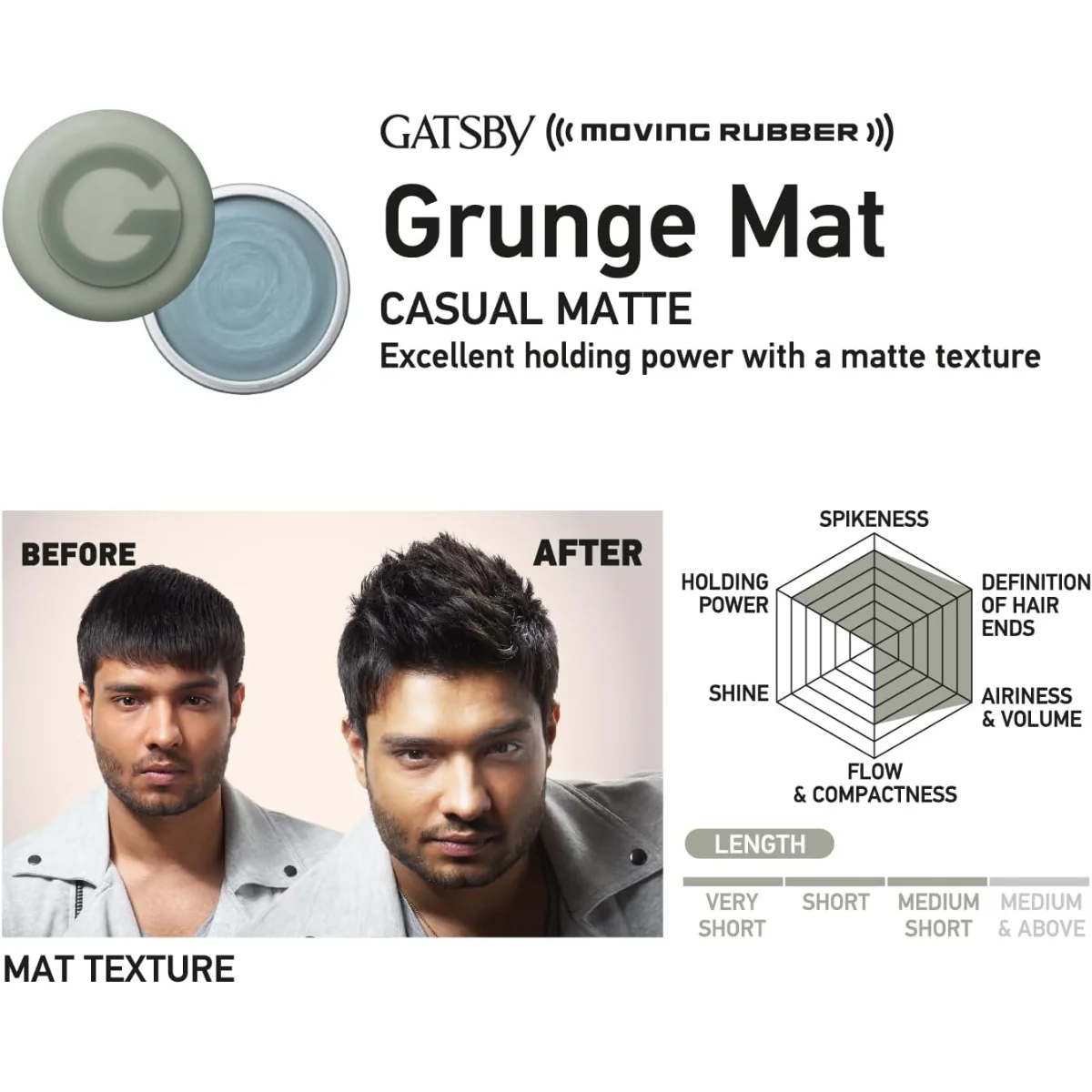 Gatsby Moving Rubber Hair Gel Grunge Mat 80g - Image 3