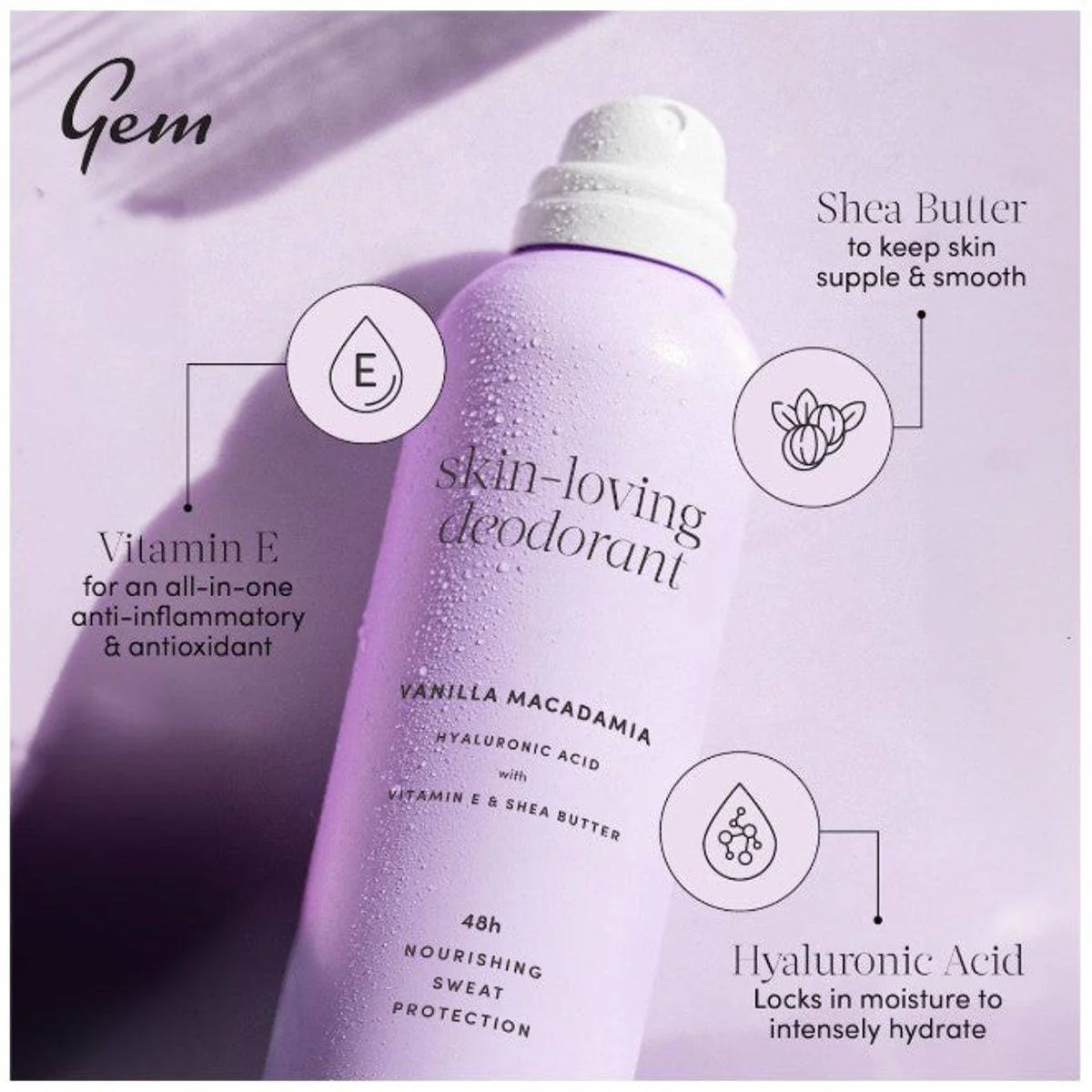 Gem Skin Loving Deodorant 48Hr Vanilla Macadamia 207ml - Image 3