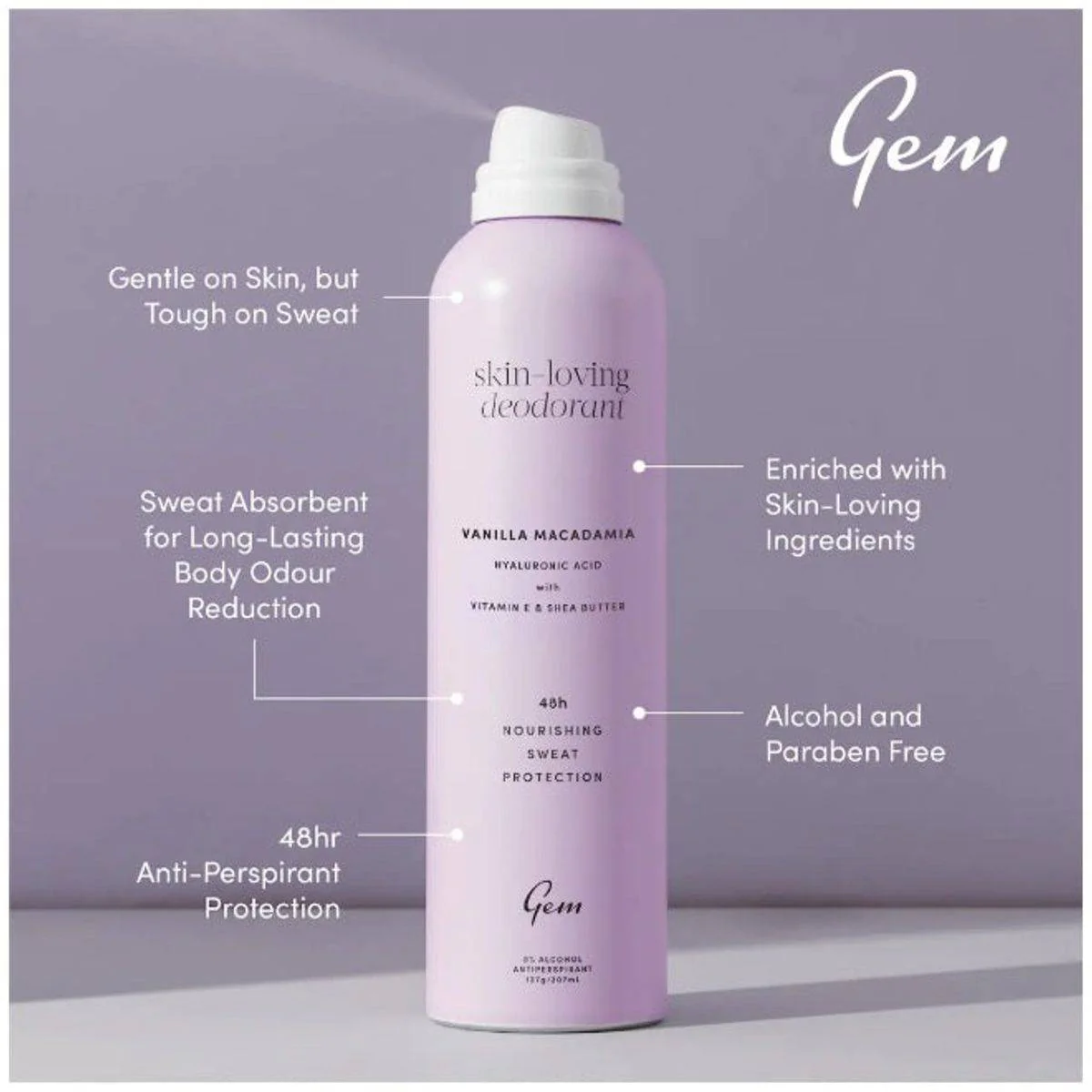 Gem Skin Loving Deodorant 48Hr Vanilla Macadamia 207ml - Image 4