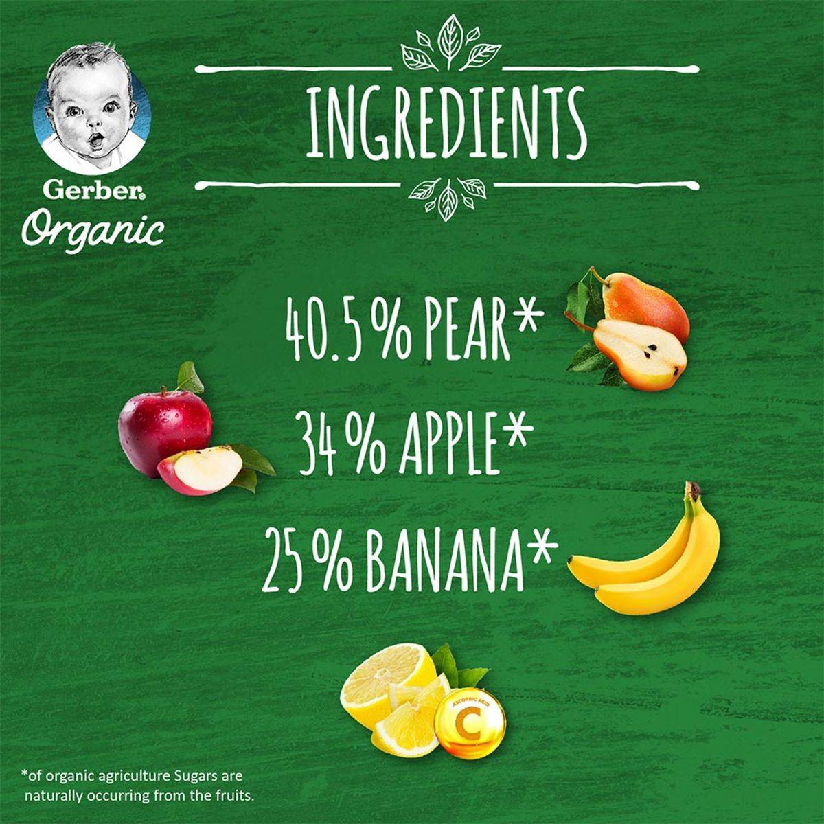 Gerber Organic Pear Apple & Banana 90g - Image 3