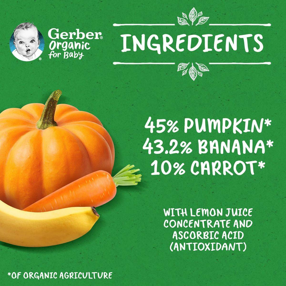 Gerber Organic Pumpkin Banana & Carrot 90g - Image 3