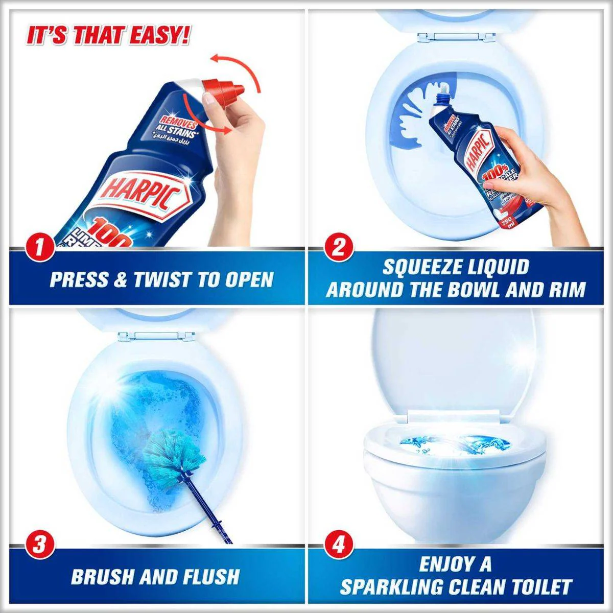 Harpic 100% Limescale Remover Toilet Cleaner Original 750ml - Image 5