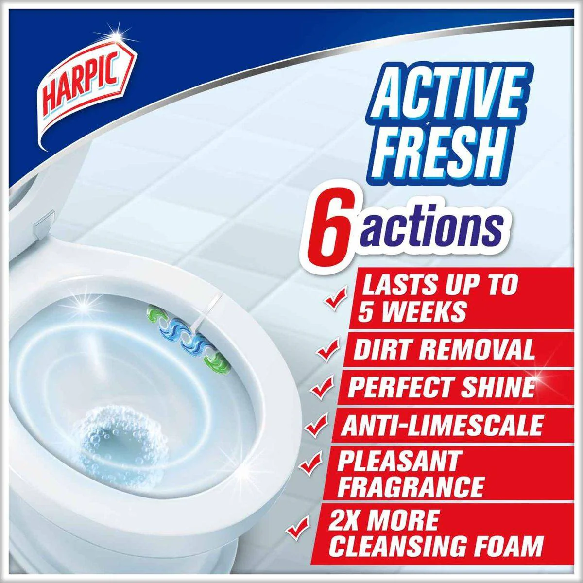 Harpic Active Fresh Toilet Cleaner Rim Block Pine Forest 35g - Image 5