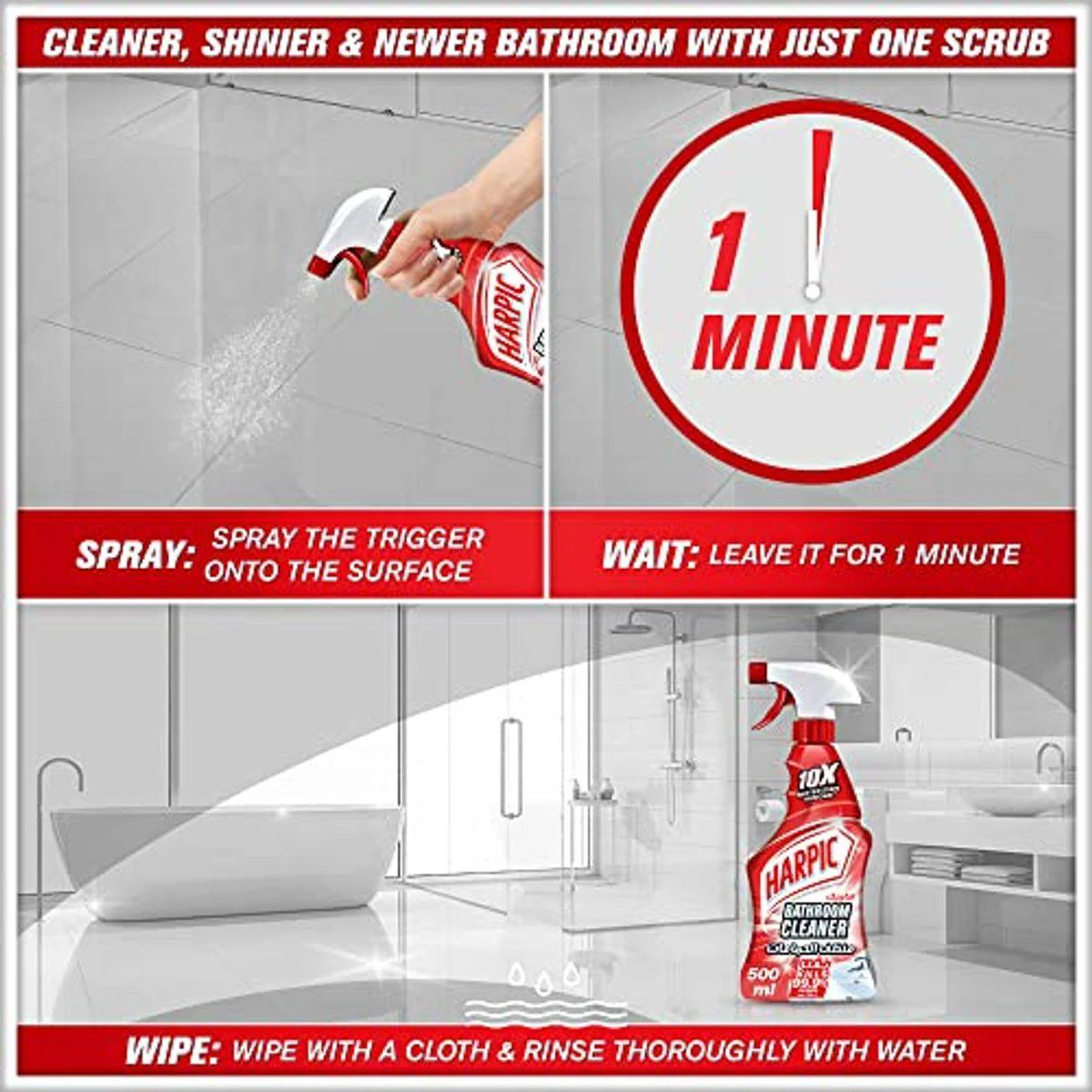 Harpic Bathroom Cleaner Trigger Spray 500ml - Image 3