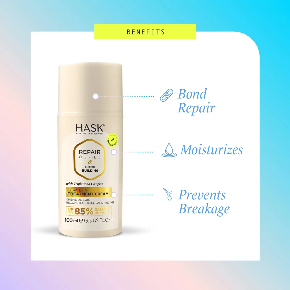 Hask Repair Series Bond Building Leave In Treatment Cream 100ml - Image 4