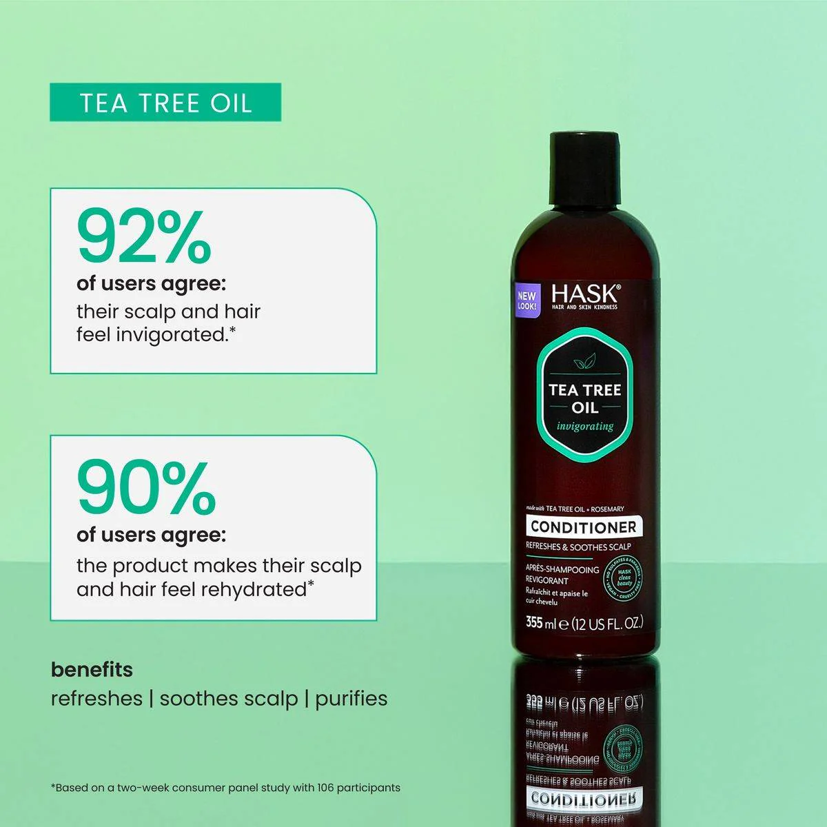 Hask Tea Tree Oil & Rosemary Conditioner 355ml - Image 5