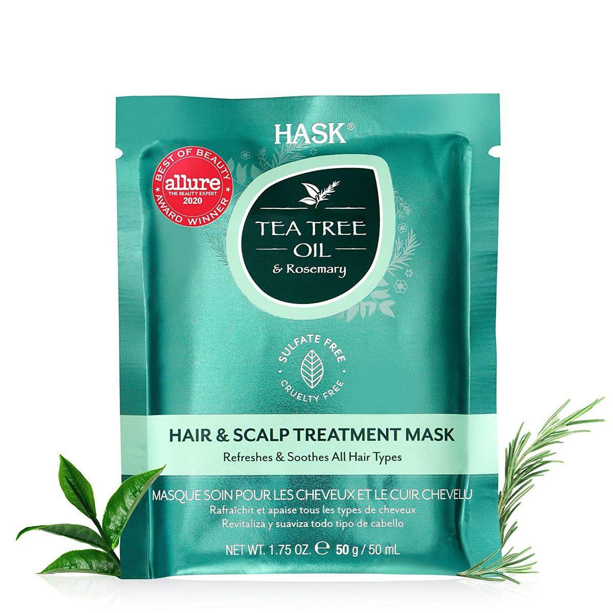 Hask Tea Tree Oil & Rosemary Hair & Scalp Hair Mask 50g - Image 2