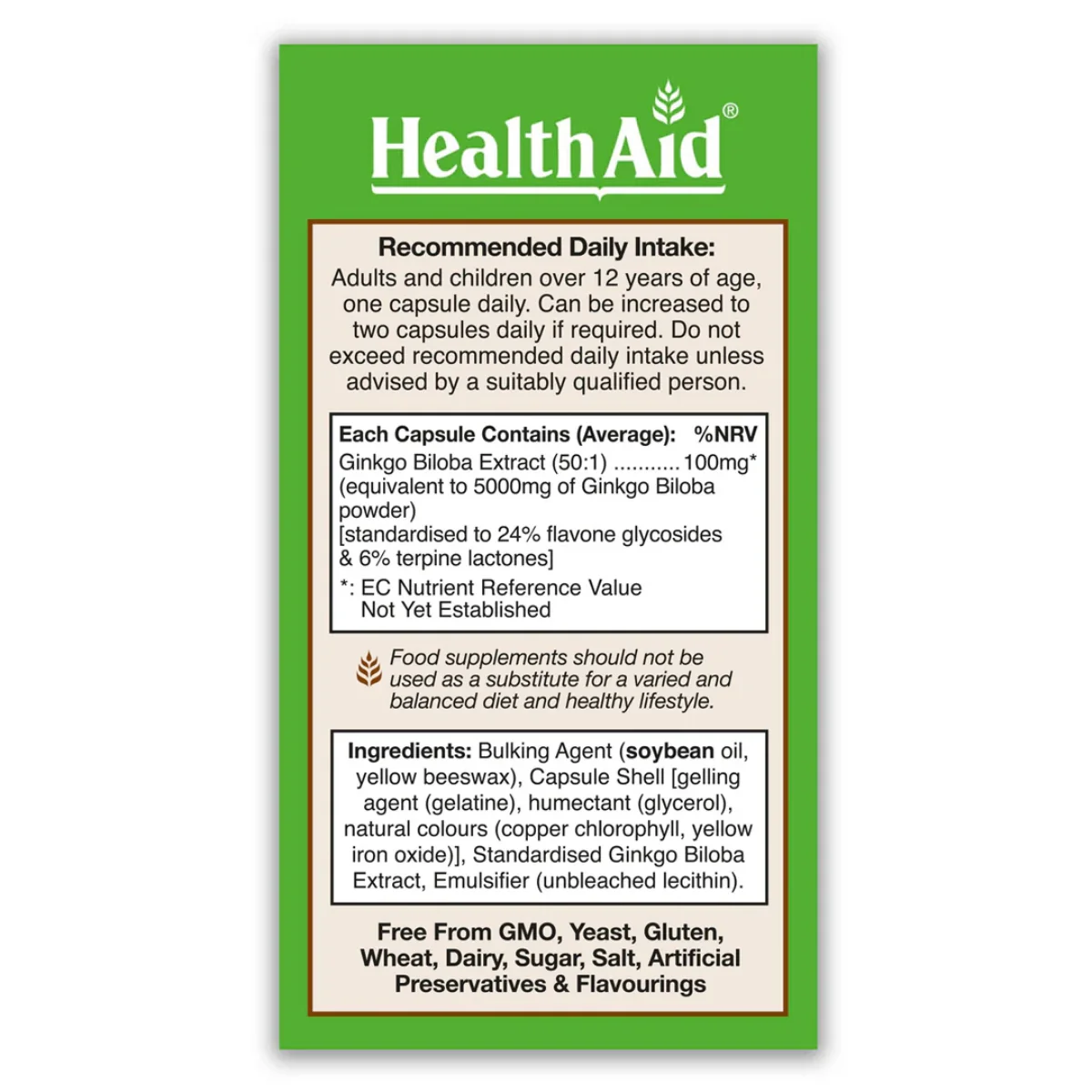 HealthAid GinkoVital 5000mg 30 Capsules - Image 3