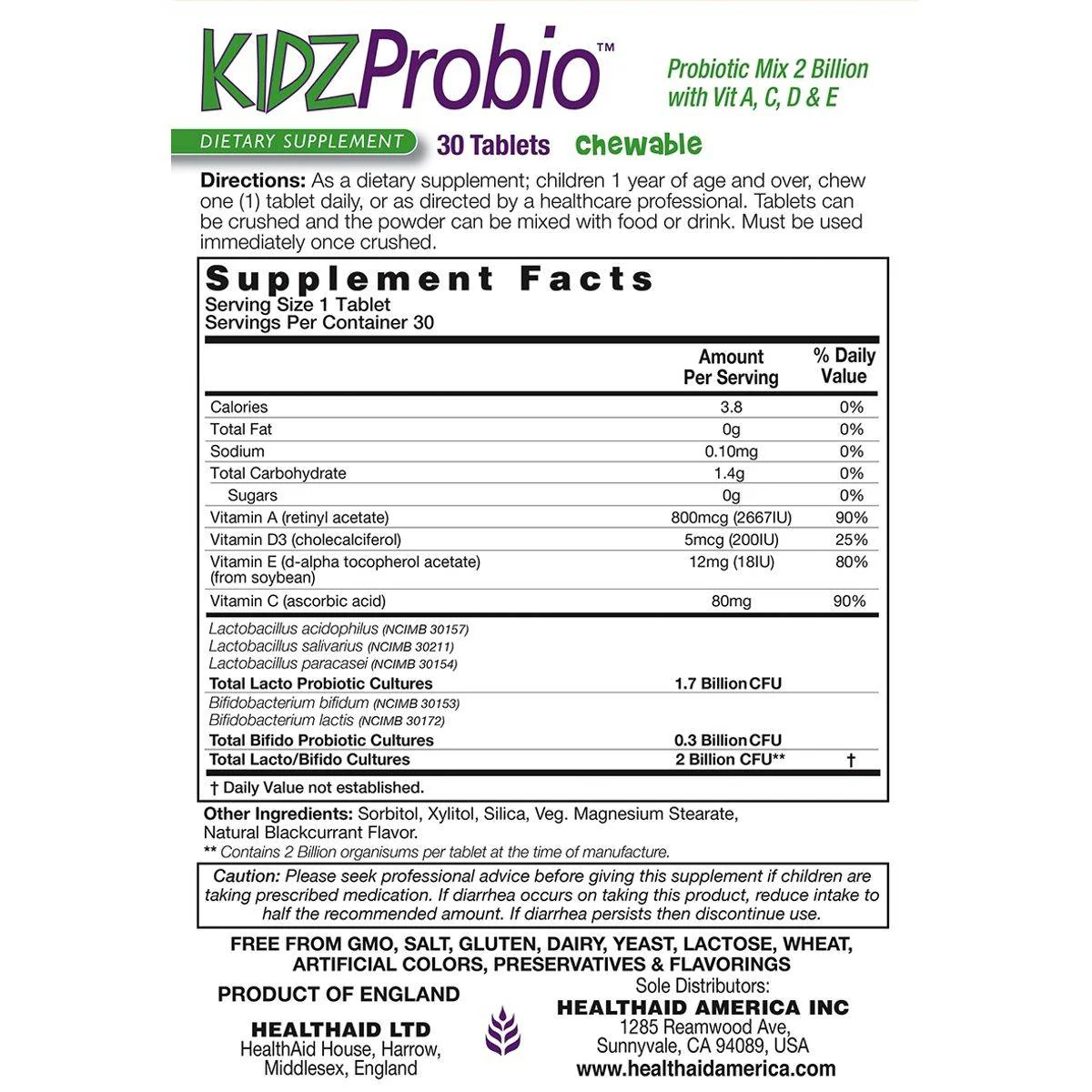 HealthAid Kidz Probio 30 Chewable Tablets - Image 2
