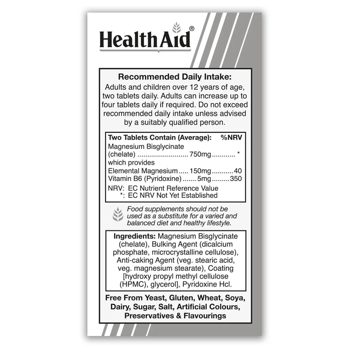 HealthAid Magnesium Bisglycinate 375mg 60 Tablets - Image 2