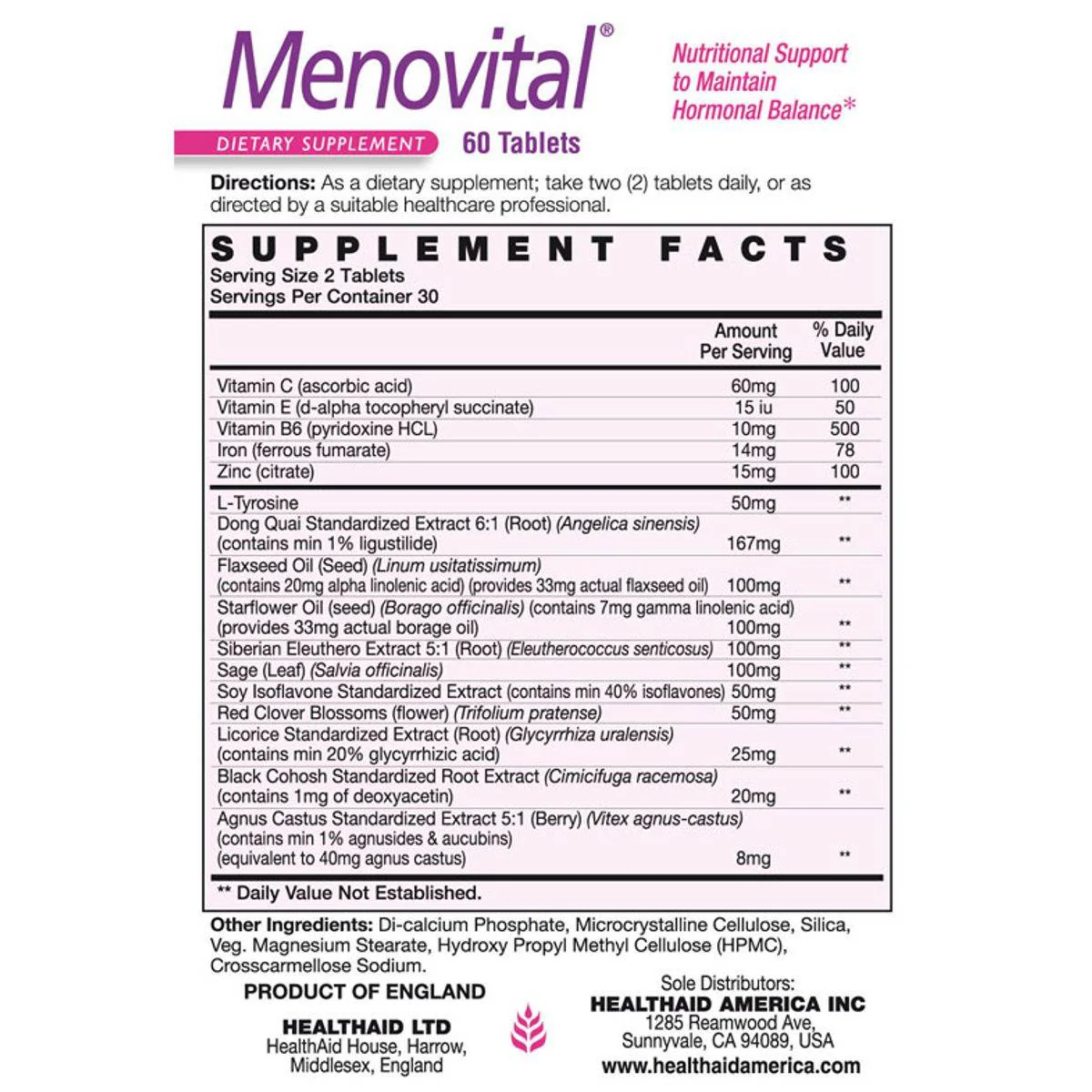 HealthAid Menovital 60 Tablets - Image 2