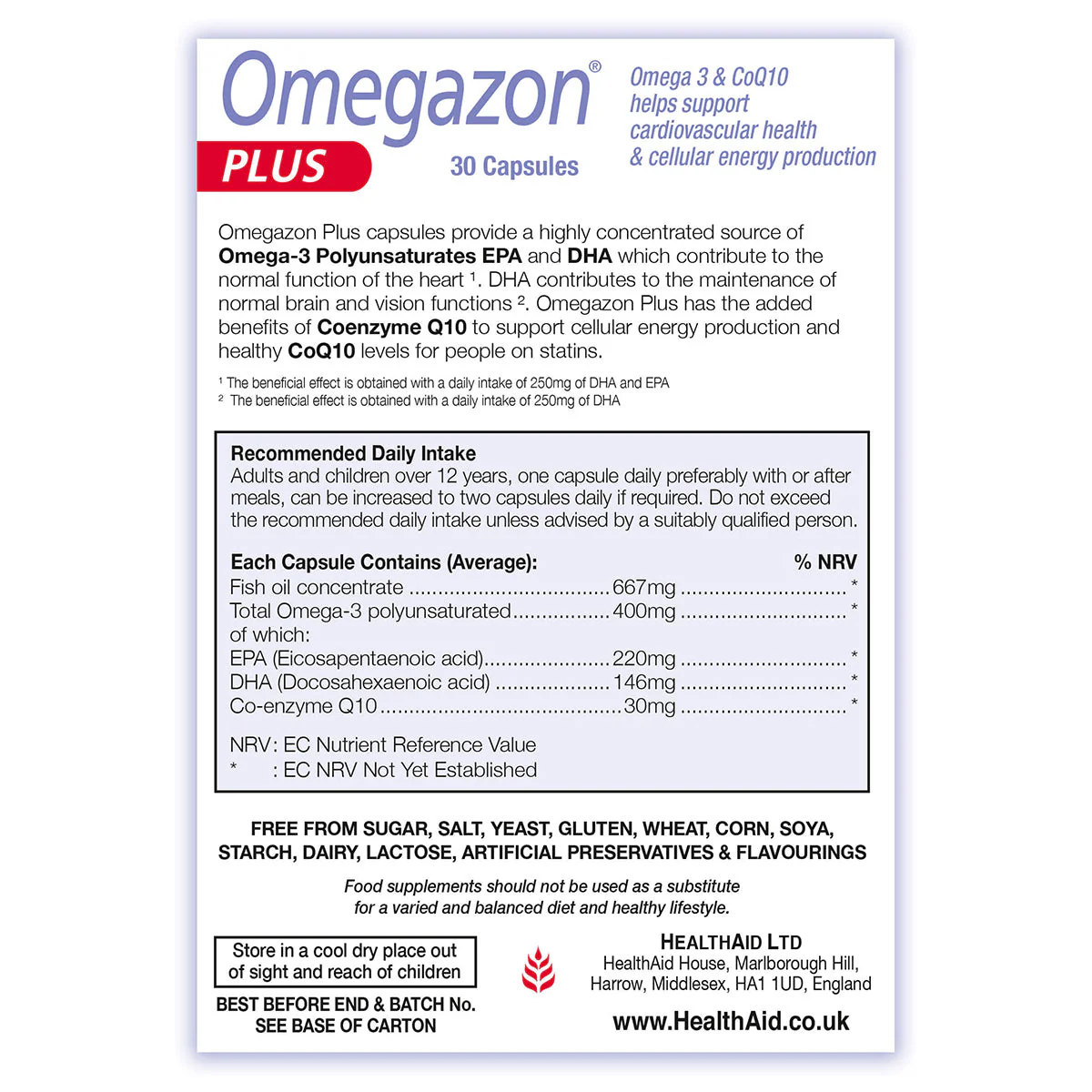 HealthAid OmegaZon Plus 30 Capsules - Image 2
